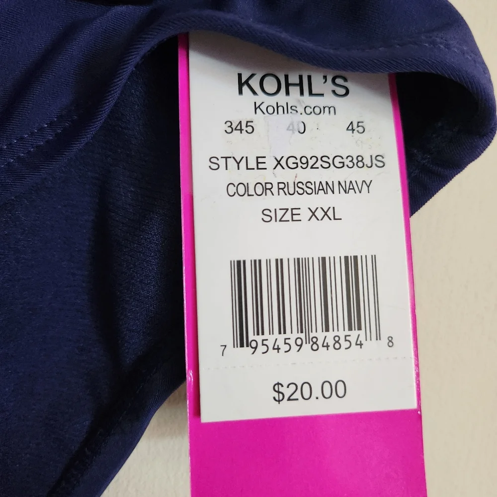 Breaking Waves Womens Plus Size Bikini Swim Bottoms Navy Blue XXL NWT